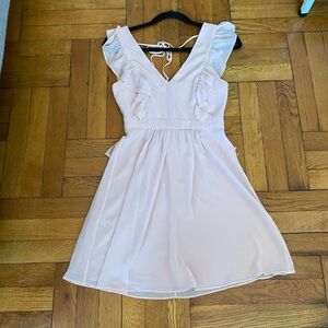 BCBGeneration Blush Pink Ruffle Dress Sleeveless Fit & Flare Mini Size XS